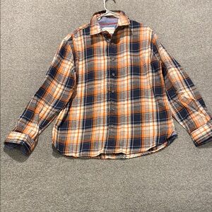Men's Orange and Blue Plaid Shirt